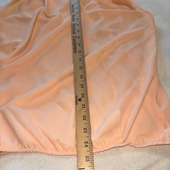 Enchanting Sleeveless Draped Wrapped Blouse Elastic Waist Open Back SzS peach - Picture 9 of 9